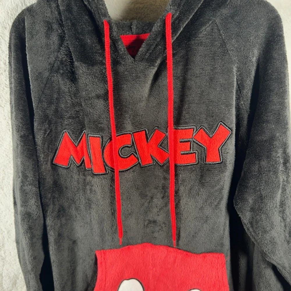 Disney Mickey Mouse Plush Fleece Oversized Hoodie Sleep Shirt‎ Black Red Small - Picture 4 of 10